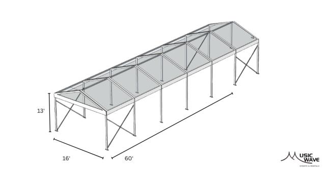Rental store for Tent – Structural Clear 16’x 60’ in San Juan PR
