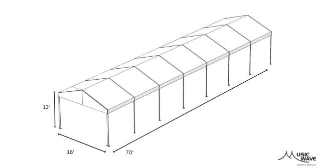 Rental store for Tent - Structural White 16’x70’ in San Juan PR